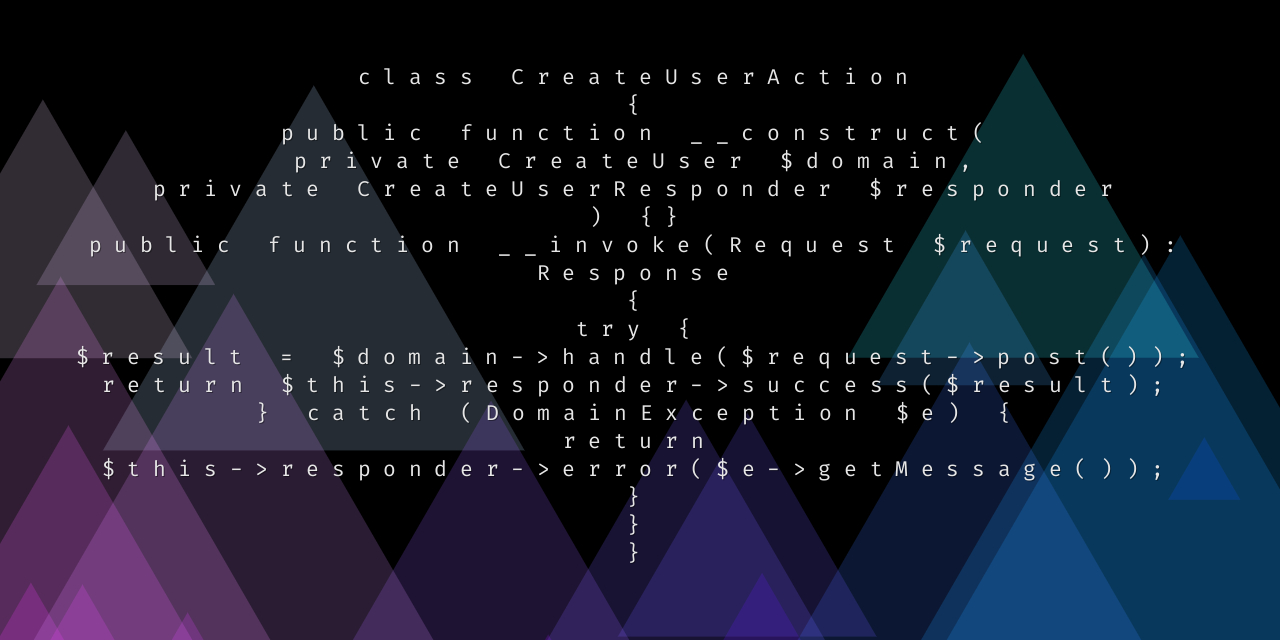 Grafika przedstawia Wzorzec ActionDomainResponder ADR w praktyce
